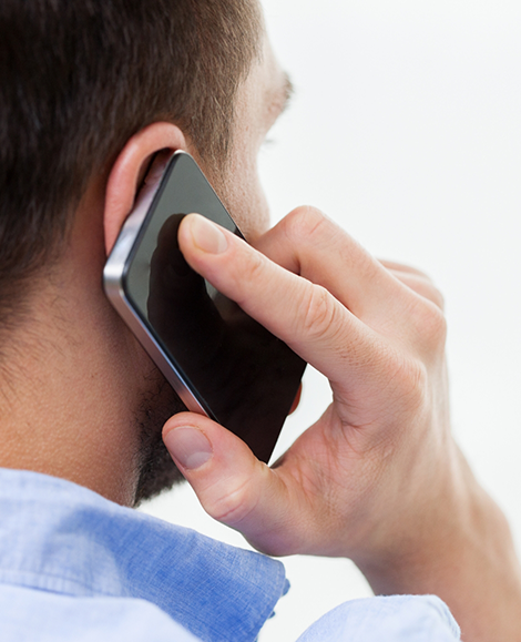 Close up of man talking on cell phone